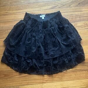 Chelsea & Violet Black Velvet Tiered Mini Skirt L 14/16 – Trendy Boho Chic